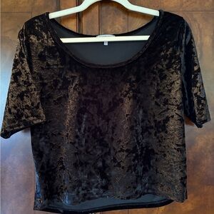 Charlotte Russe Black Velvet Short Sleeve Top